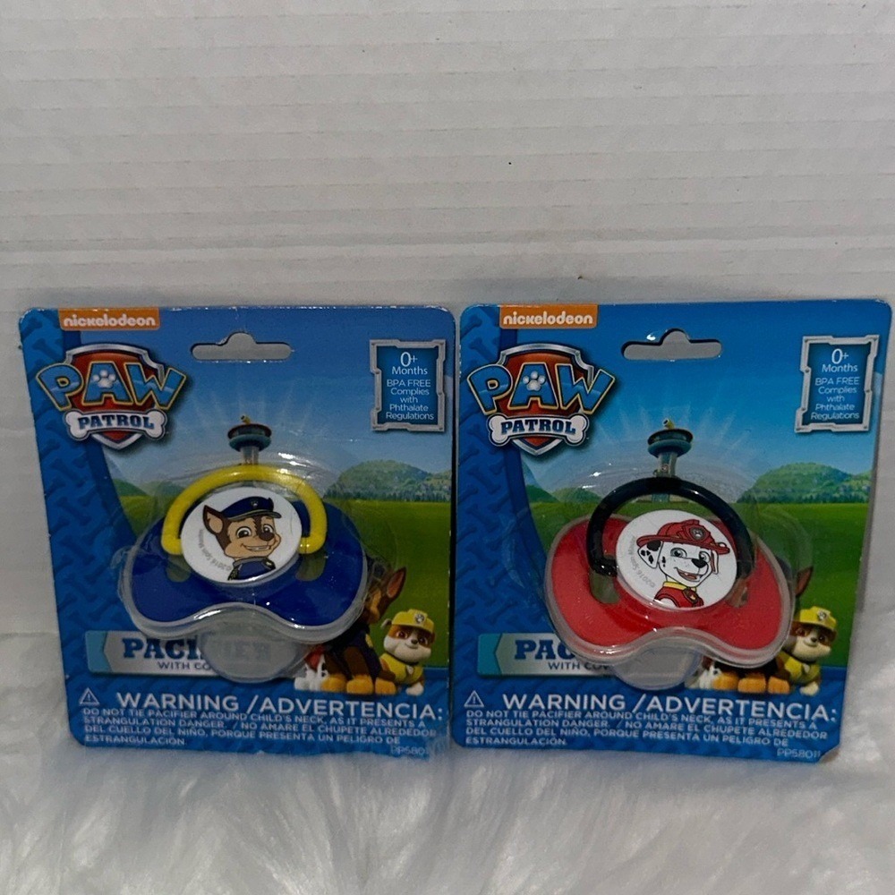 Paw Patrol Pacifiers 2 Pack Chase and Marshall 0+ Months BPA Free Nickelodeon